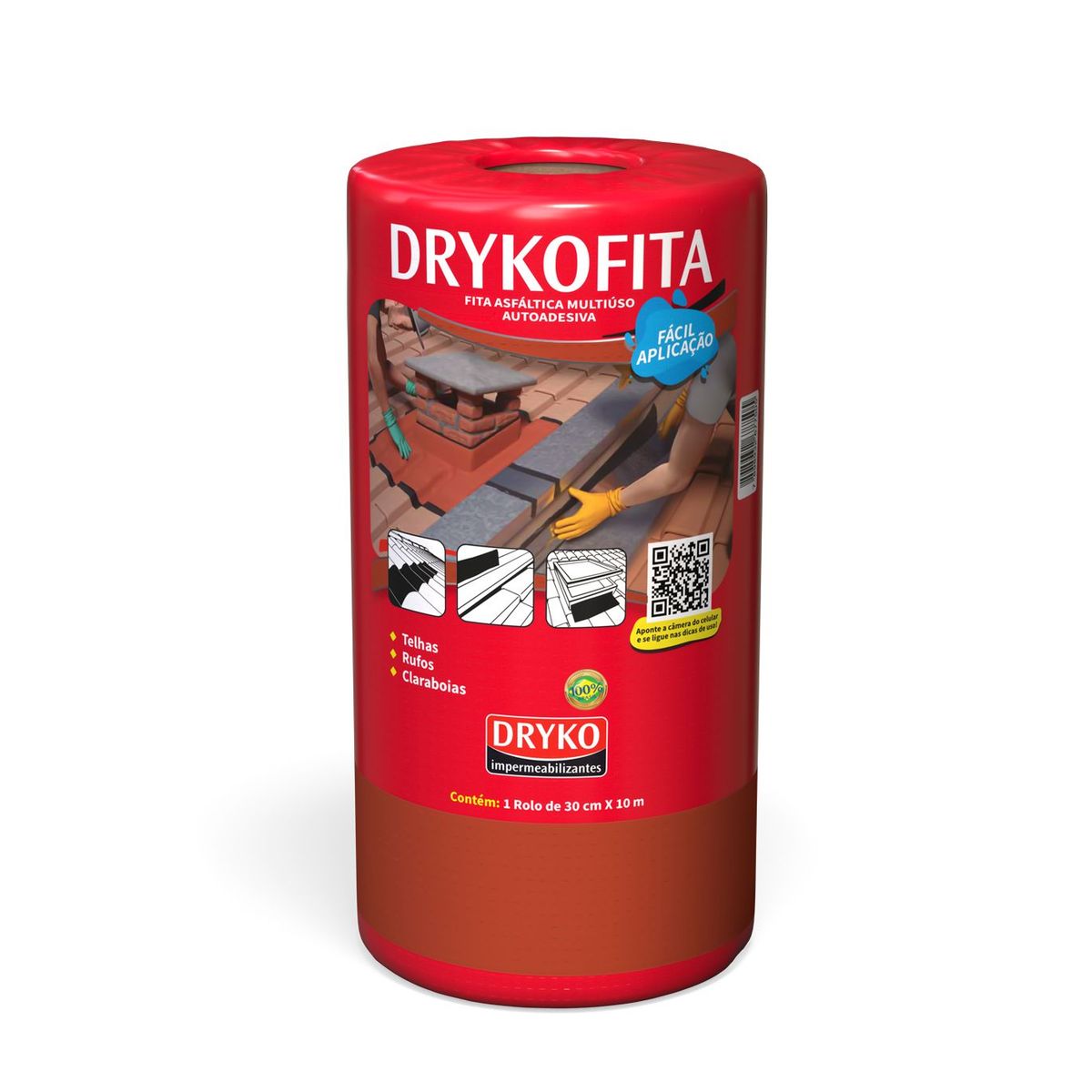 Fita Asfáltica Terracota Multiuso Autoadesiva Drykofita 30cmx10m Dryko, marca Dryko - Foto Principal
