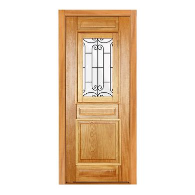 Porta Montada de Giro Madeira Macica Tauari Natural Esquerda 213,2x89x14cm Alteza Carpentry