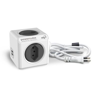 Adaptador 4 Tomadas E 2 Usb 3M Powercube Pwc-X4U/3M Cinza Elg