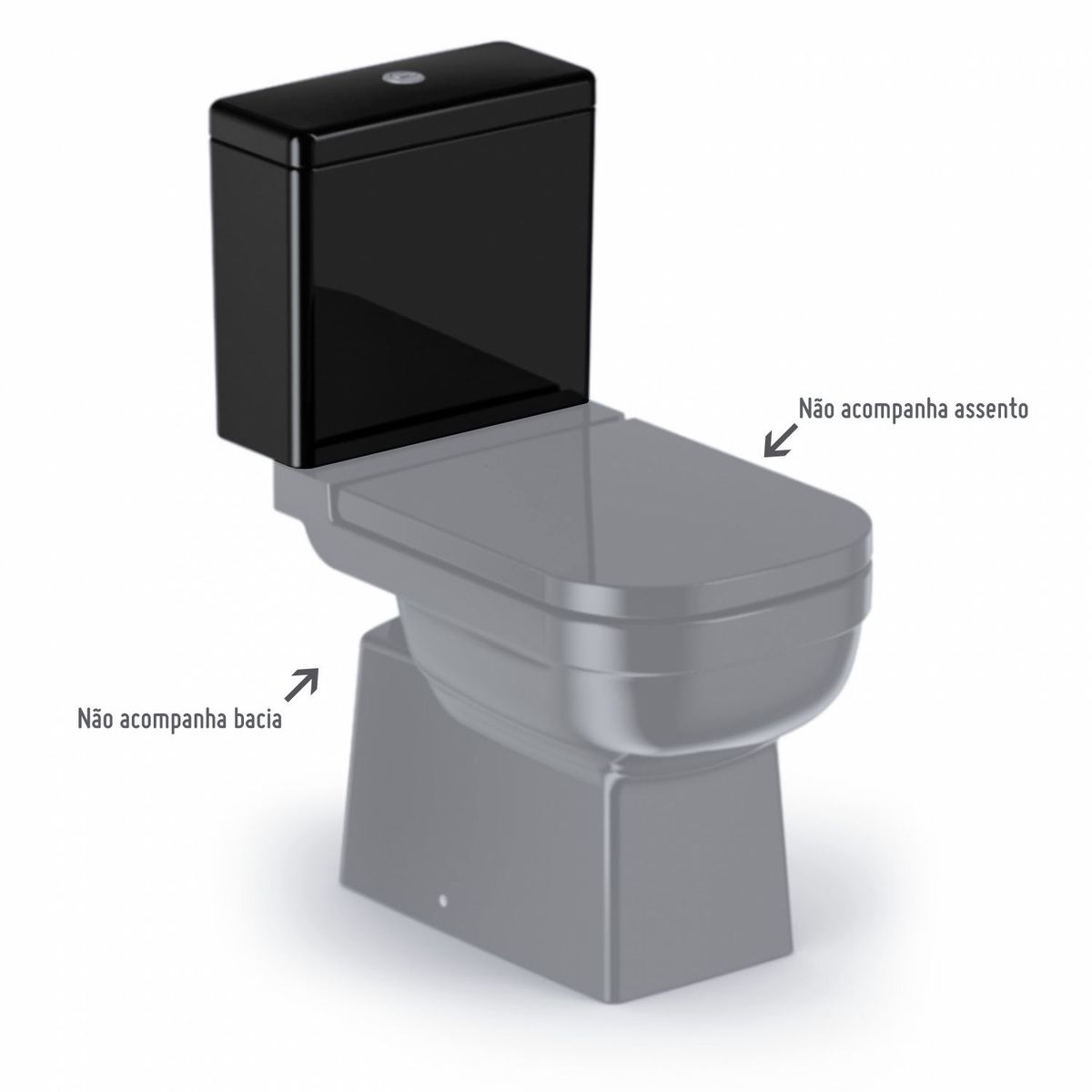 Caixa Acoplada 3/6 Litros para Vaso Sanitário Elite Preto Celite, marca Celite - Foto Principal