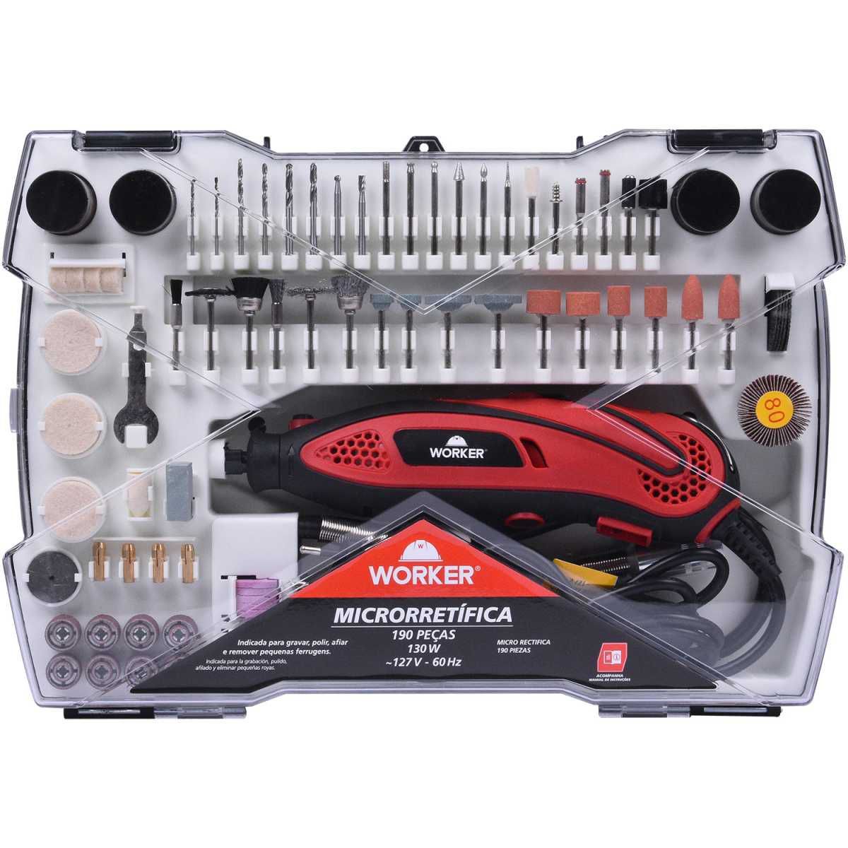 Microrretífica 130 W - 190Peças  220 V, marca Worker - Foto Principal