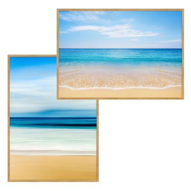 Kit 1 Quadro com Vidro Praia Mar 2 Artimage + 1 Quadro com Vidro Praia Mar 3 Artimage