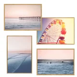 Kit 1 Quadro Roda Gigante + 1 Quadro Praia Mar 6 + 1 Quadro Praia Pier + 1 Quadro Praia Mar 5