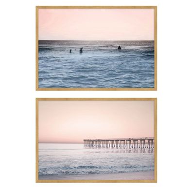 Kit 1 Quadro com Vidro Praia Pier Artimage + 1 Quadro com Vidro Praia Mar 5 Artimage