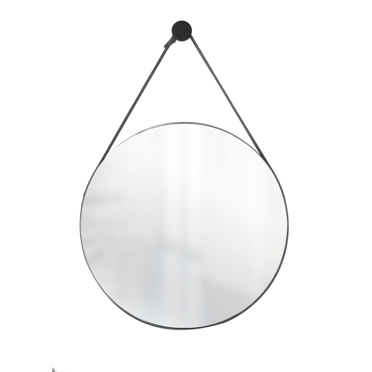 Espelho Decorativo Adnet Wood Preto Alça Corino Preto 38cm Ideal, marca Ideal - Foto Principal