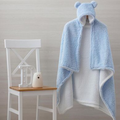 Manta Infantil com Capuz Sherpa Azul Homy