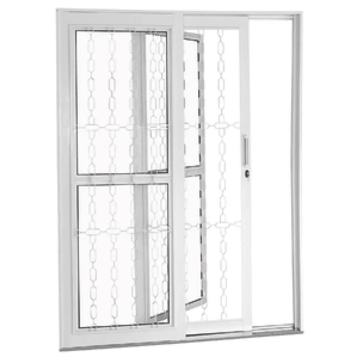 Porta de Correr com Postigo Aço Branco 2 Folhas Corrente Direita 215x160x14cm Qualitysol, marca Ramassol - Foto 2
