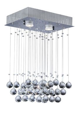 Plafon Crystal Ball Retangular 2 Luzes Gu10 