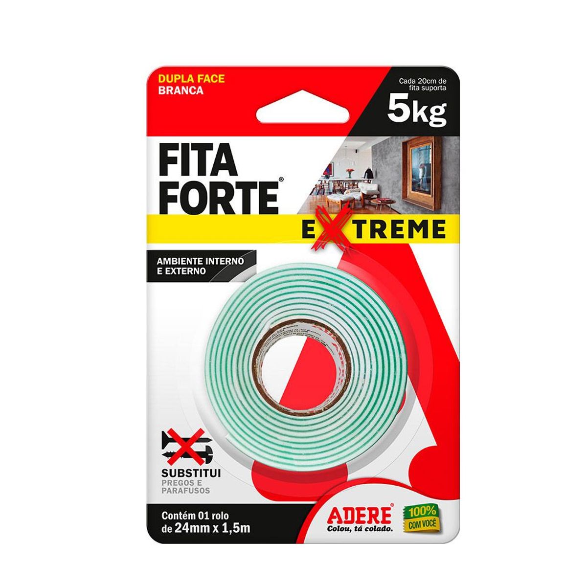 Fita Dupla Face Forte Extreme Branca 24mmx1,5m Adere, marca Adere - Foto 2