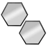 Kit 2 Espelhos Hexagonal 50X60 cm Preto Arte Própria