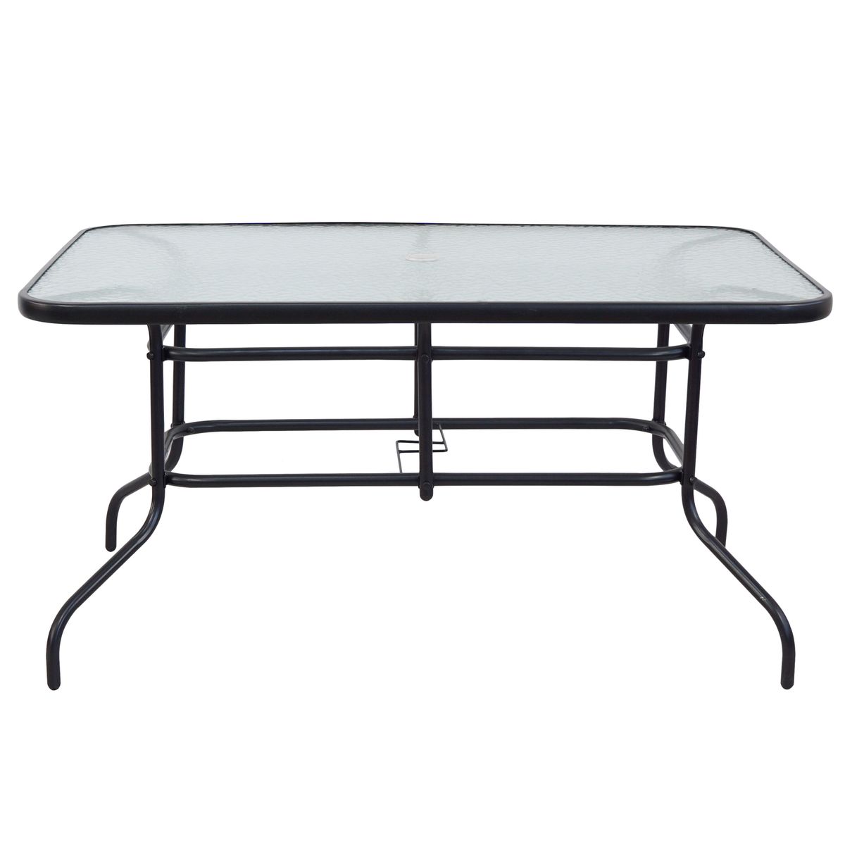 Mesa Retangular 140x90cm Metal com Vidro Preta Just Home Collection, marca Just Home Collection - Foto Principal