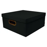 Caixa Organizadora Linho Grande Preta 35x35x16cm Dello
