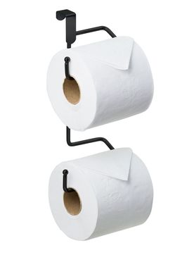 Suporte para Papel Higinico Duplo Prtico sem Furo Preto