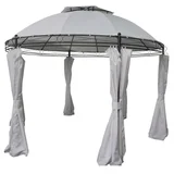 Gazebo Pergolado Redondo com Cortina Branco 282x350x350cm Just Home Collection