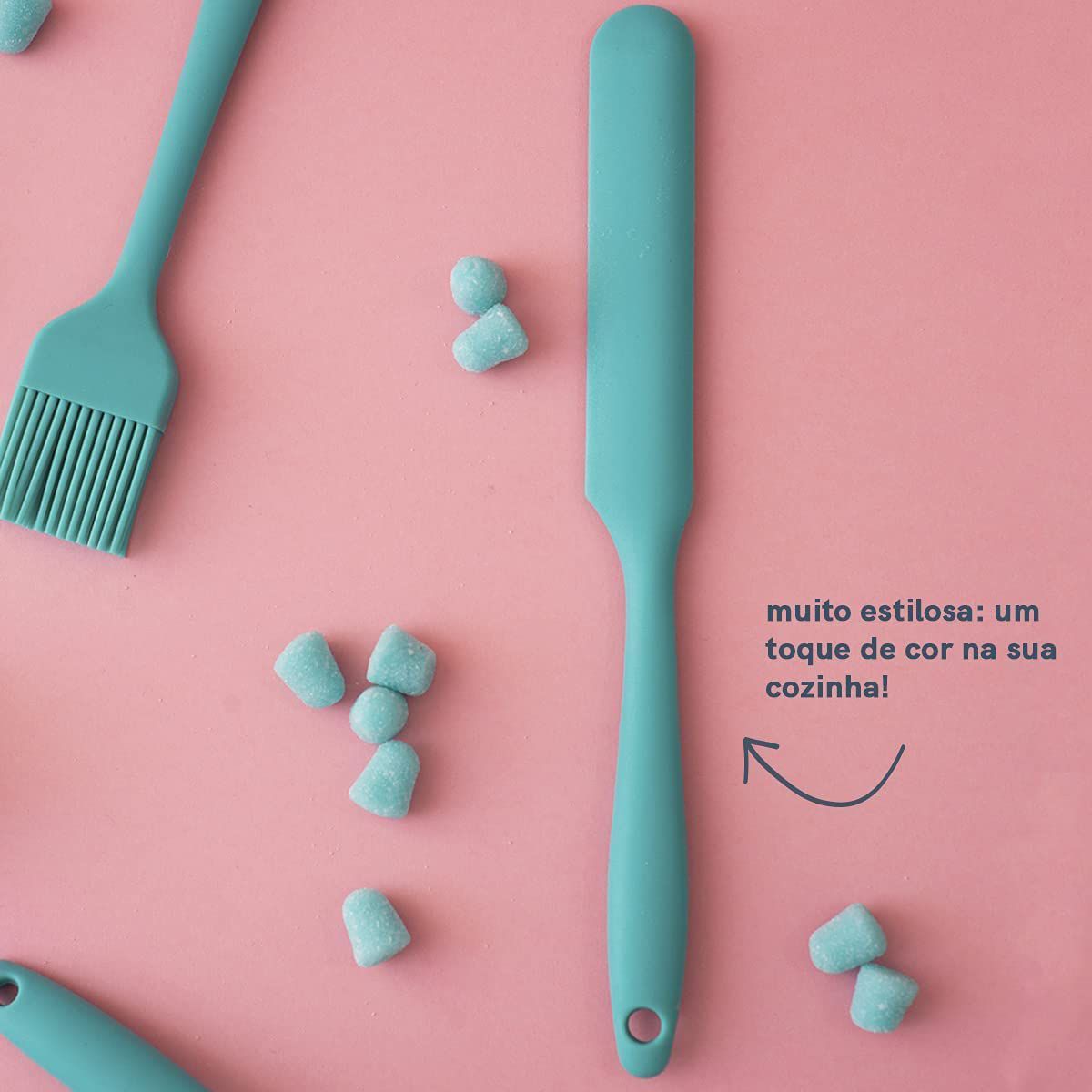Espátula de Confeiteiro de Silicone Duplo Pequena Verde Oikos, marca Oikos - Foto 2