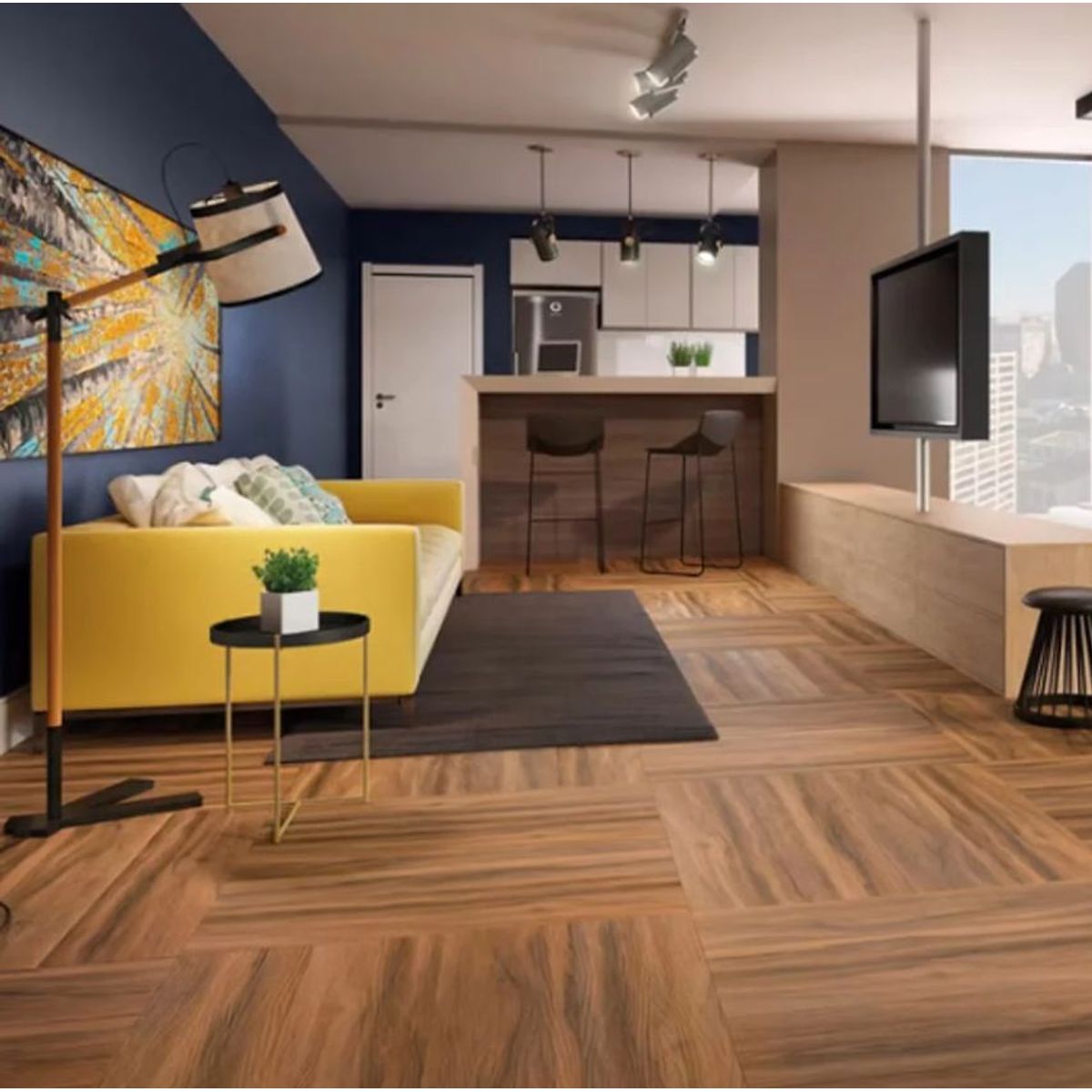 Piso Vinilico Lvt Cola Tucson Marron 2mm 121.9x23.8 Cx4.68m²  Eucafloor, marca  - Foto Principal