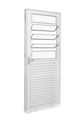 Porta Mista Basculante com  Vidro Liso Esquerda Branco 215X83X12 Unicsol Ramassol