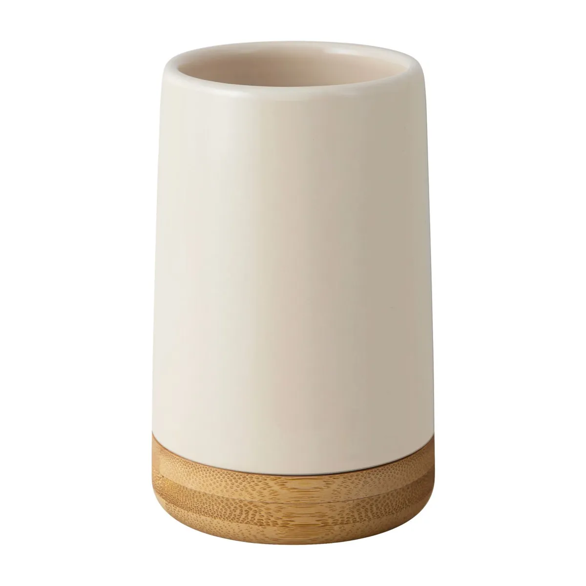 Porta Objetos de Banheiro em Cerâmica e Bambu Bege Just Home Collection, marca Just Home Collection - Foto Principal