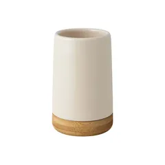 Porta Objetos de Banheiro em Cerâmica e Bambu Bege Just Home Collection