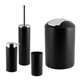 Kit de Acessórios para Banheiro 4 peças em Plástico Preto
