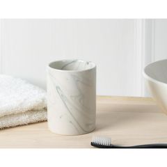 Porta Objetos Banheiro Ceramica Marmorizado Branco Just Home Collection