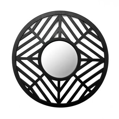 Espelho Mandala Redondo Filete 40cm Preto Reduna