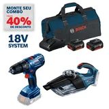 Kit Furadeira Parafusadeira 1/2 18V Gsb180 e Aspirador 18V com 2 Baterias, Carregador Bivolt e Bolsa