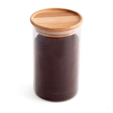 Pote de Vidro Empilhvel com Tampa de Bambu Circular Mantimento 600ml Oikos