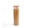 Pote de Vidro com Tampa de Bambu Circular Alimento 2 Litros Oikos