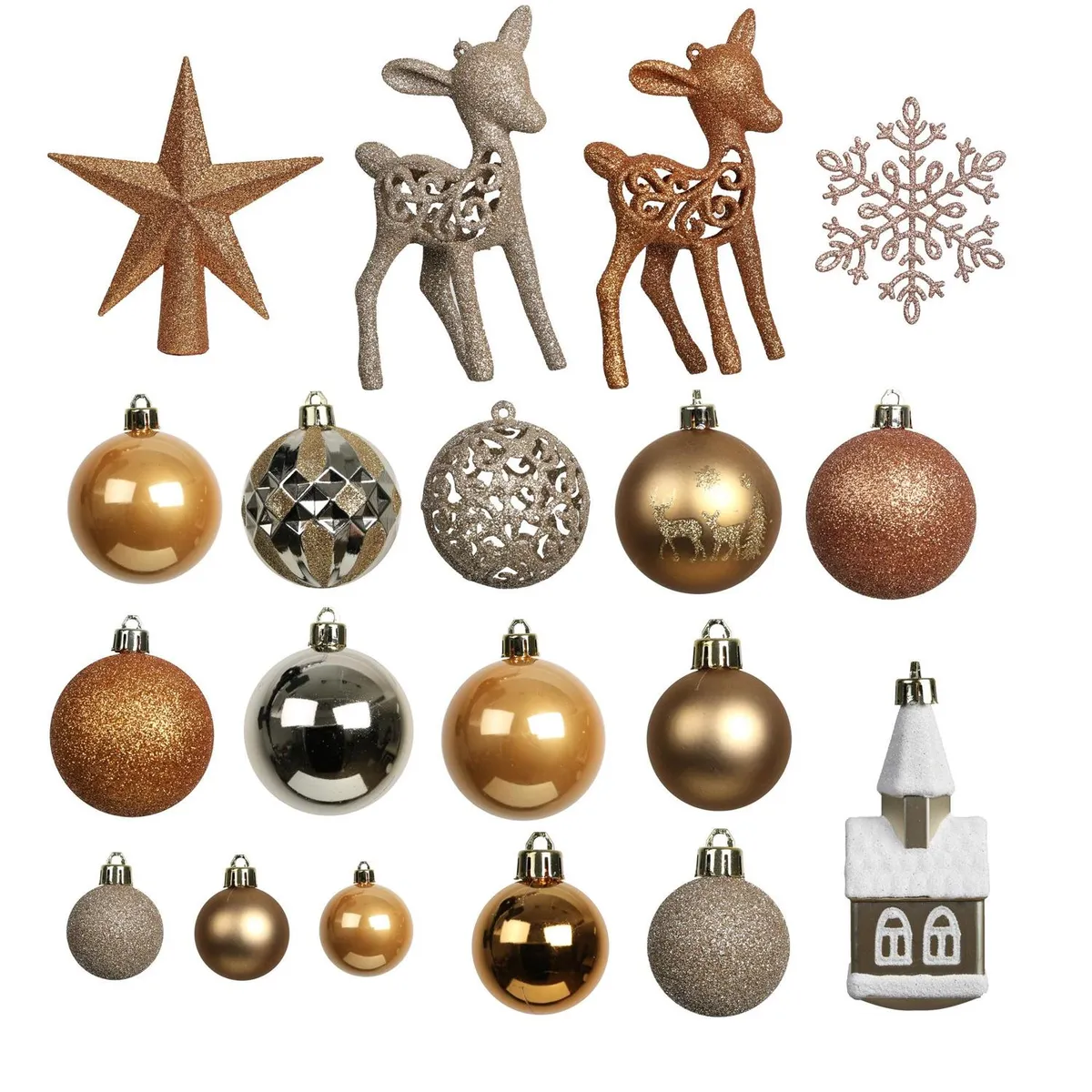 Conjunto de 100 Enfeites de Árvore de Natal Dourados Dear Santa, marca Dear Santa - Foto Principal