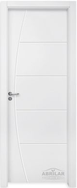 Porta Montada de Giro Frisada Madeira Colmeia Branco UV Acabado Direita 214x87x10cm PS03 Batente Regulvel10 a16cm