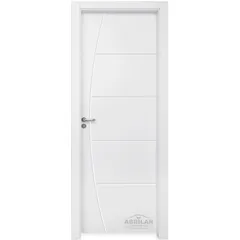 Porta Montada de Giro Frisada Madeira Colmeia Branco UV Acabado Esquerda 214x87x10cm