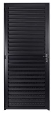 Porta Veneziana Ventilada Alumnio Preto Esquerda 210x90x6cm Fortsul
