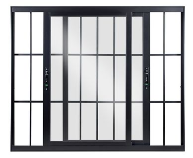 Janela de Correr Alumnio Preto 2 Folhas Com Grade Mveis 120x150x10cm Topsul