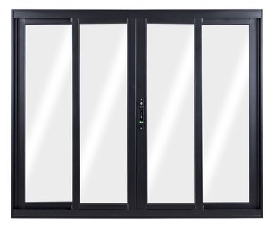 Janela de Correr Alumnio Preto 4 Folhas Central 120x200x8,6cm Topsul