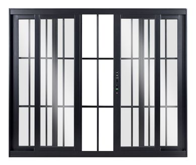 Janela de Correr Alumnio Preto 4 Folhas Com Grade Central 100x200x10cm Topsul