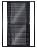 Porta Balcão Veneziana de Correr Alumínio Preto 3 Folhas Móveis 210x150x12cm Topsul