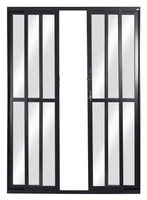 Porta de Correr Alumínio Preto 4 Folhas Central 210x150x12cm Topsul