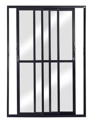 Porta de Correr Alumnio Preto 3 Folhas Mveis 210x120x12cm Topsul