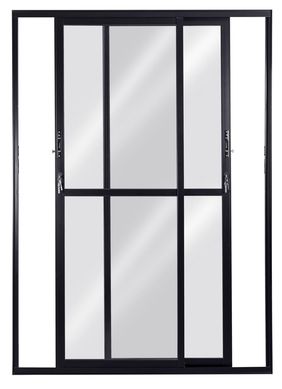 Porta de Correr Alumnio Preto 2 Folhas Mveis 210x150x8,6cm Topsul
