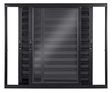 Janela Veneziana Alumnio Preto 3 Folhas Mveis 100x150x10cm Topsul