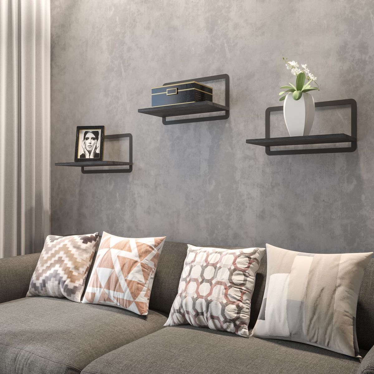 Prateleira Madeira e Metal com Suporte 40X20cm Preta, marca Zamar - Foto 2