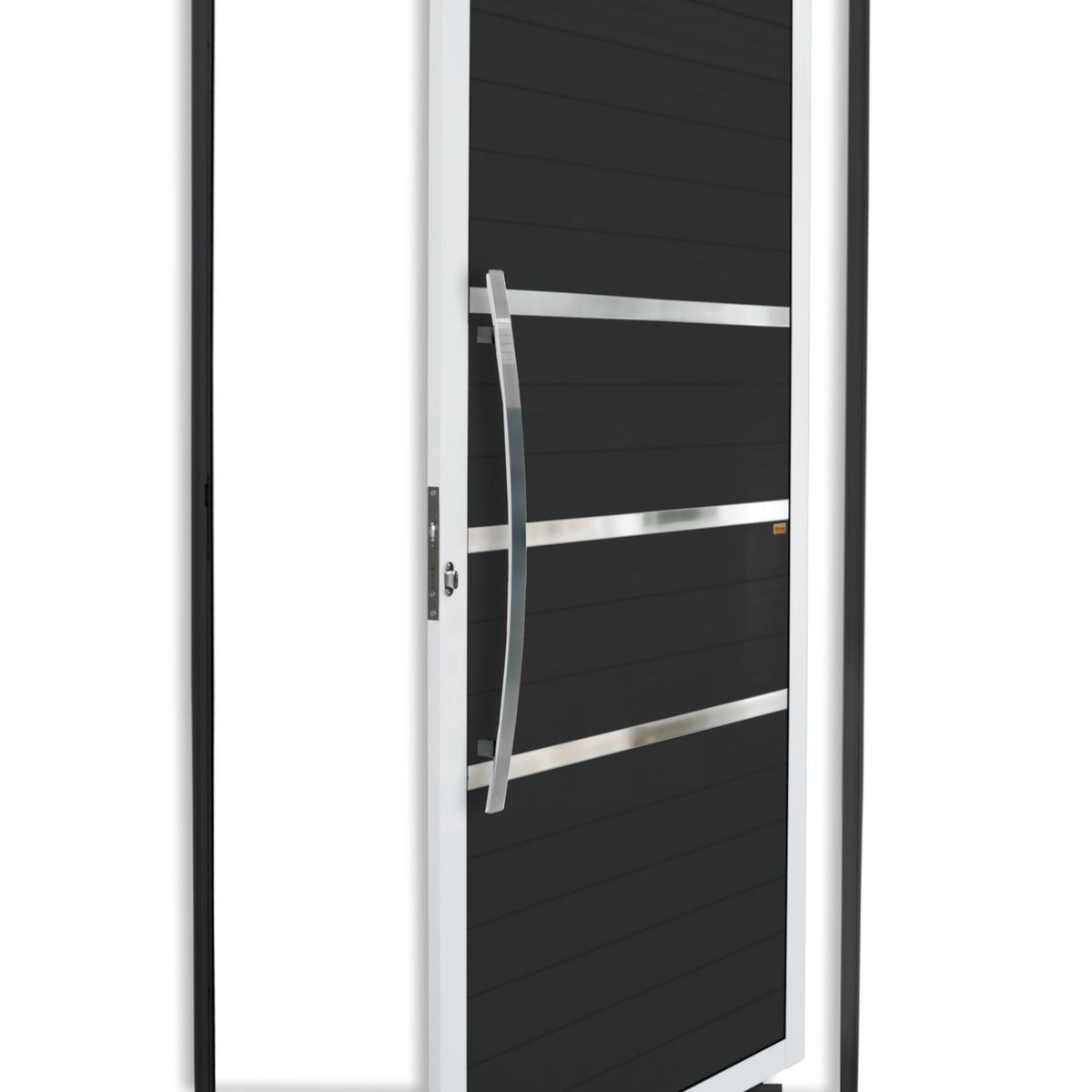 Porta Pivotante e Friso Alumínio Mix Preto Esquerda 210x100x4,6cm Evolution Brimak, marca Brimak - Foto Principal