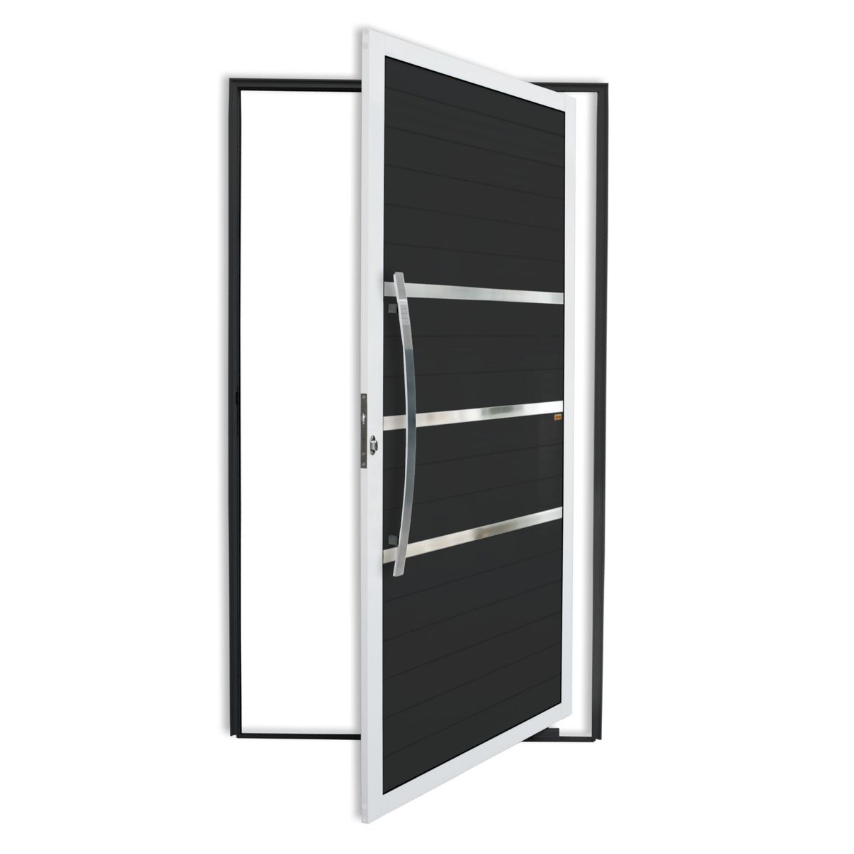 Porta Pivotante e Friso Alumínio Mix Preto Esquerda 210x100x4,6cm Evolution Brimak, marca Brimak - Foto Principal