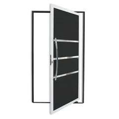 Porta Pivotante e Friso Alumínio Mix Preto Esquerda 210x120x4,6cm Evolution Brimak