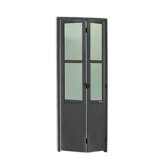 Porta Camarão e Vidro Alumínio Cinza 2 Folhas Esquerda 210x60x4,6cm L.25