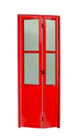 Porta Camarão e Vidro Alumínio Vermelho 2 Folhas Esquerda 210x60x4,6cm L.25