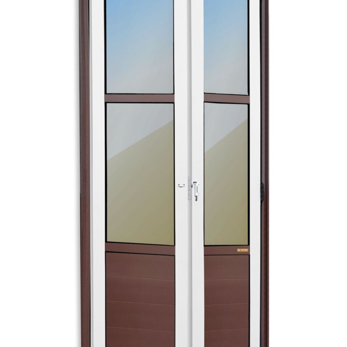 Porta Camarão e Vidro Alumínio Mix Corten 2 Folhas Esquerda 210x60x4,6cm L.25, marca Brimak - Foto Principal