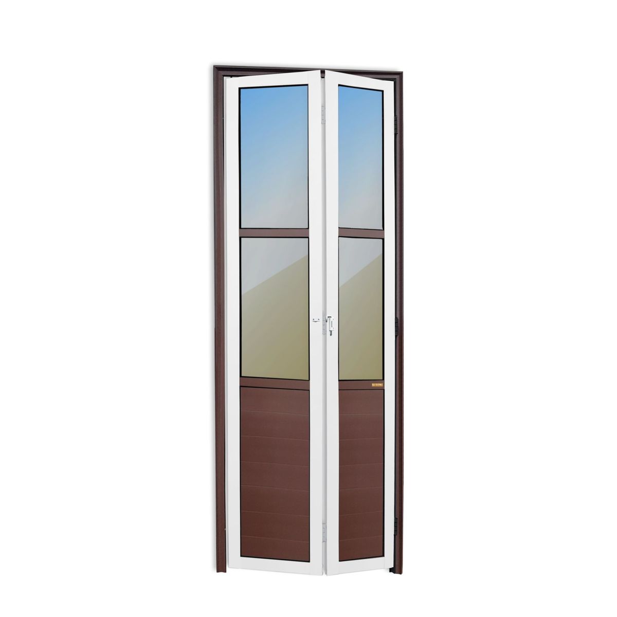 Porta Camarão e Vidro Alumínio Mix Corten 2 Folhas Esquerda 210x60x4,6cm L.25, marca Brimak - Foto Principal