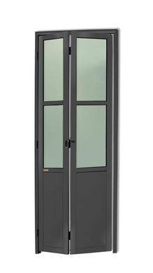 Porta Camaro e Vidro Alumnio Cinza 2 Folhas Direita 210x70x4,6cm L.25